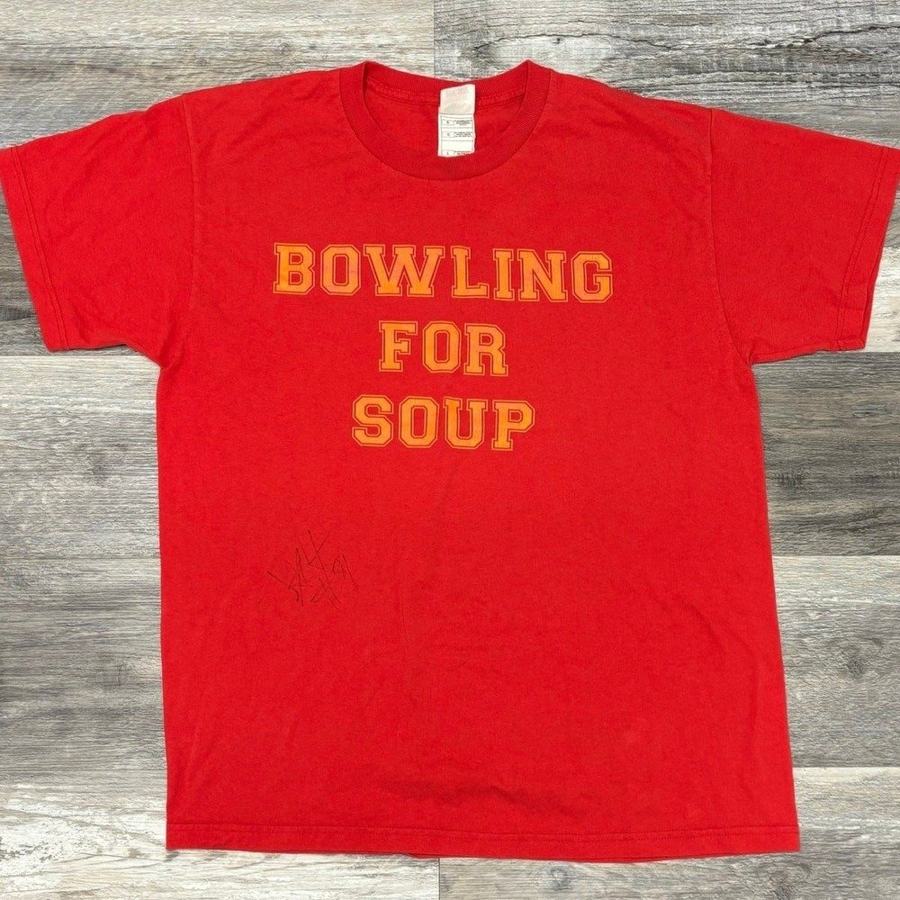 Vintage 90s Bowling For Soup Red‎ Mens L Pop Rock Punk Band T-Shirt